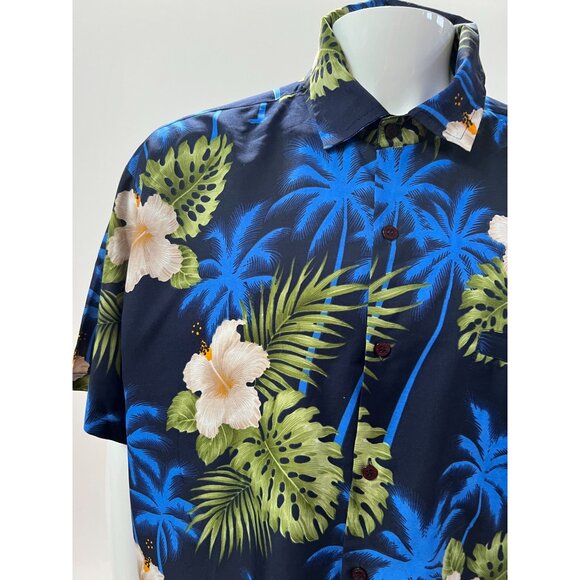 Rima Vintage Tropical Hawaiian Short Sleeve Shirt  Size XL Blue   Terivoile - Picture 2 of 16